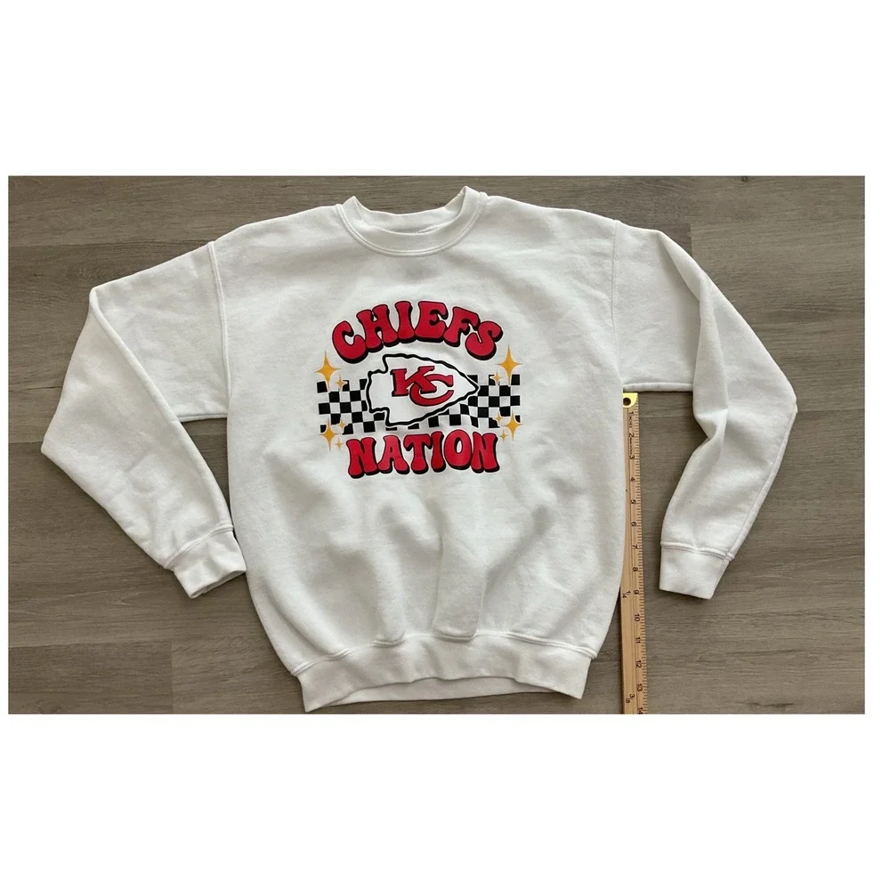 Gildan Kids Kansas City Chiefs Nation White Graphic Pullover Sweatshirt Large‎ L